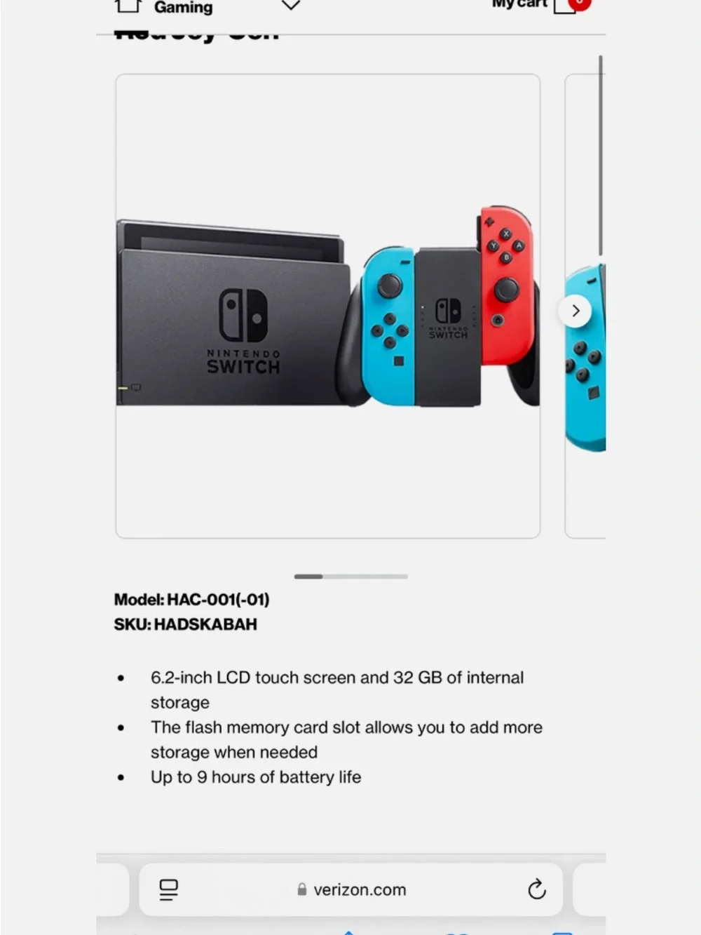 Nintendo Switch Console with Neon Blue & Neon Red Joy‑Con Controllers